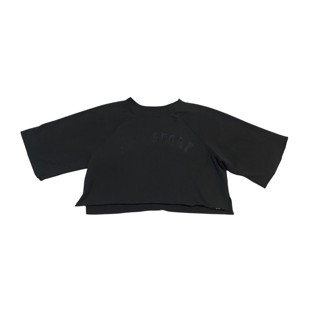 Victoria's Secret PINK Sport Black Cropped Short Sleeve Sweatshirt Boxy Top